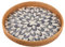Bvdfgk Vassoio rotondo in rattan, vassoio rotondo in rattan con madreperla, cestino decorativo da tavolo in vimini con base in legno per conservare, esporre caffè, pane, cibo, frutta, 35 cm