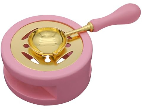 Uxney Vaxsigillvärmare, sigillvaxset med vaxsigillsked för smältning av vaxsigillpärlor eller vaxstift (rosa)