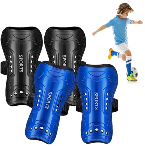 2 Paires de Protège Tibias de Football pour Enfants, Protecteurs de Football des Jambes, Adolescent Protège-Jambières pour Enfant/Jeunes/Adultes, Légers et Respirants (S)