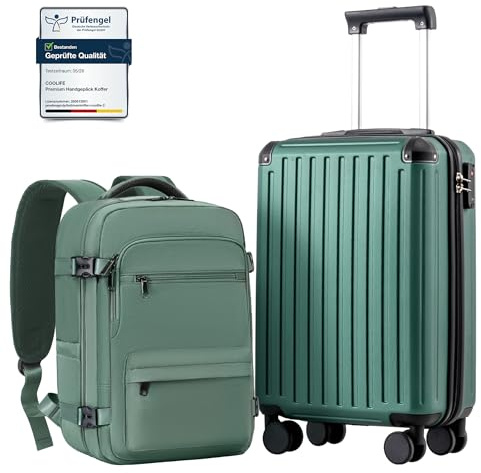 COOLIFE Ryanair Valigia Bagaglio a mano,Set di Valigie,Trolley,Valigia da cabina 55×35×20 e zaino da imbarco 20L(40×25×20cm) Chiusura a combinazione laterale con TSA per EasyJet