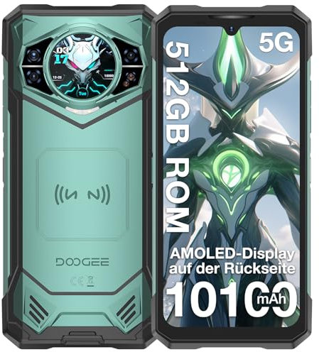 DOOGEE S200 X 5G Outdoor Handy Ohne Vertrag Android 14, 32GB + 512GB DDR5 Outdoor Smartphone, 10100mAh, 6.72 Zoll FHD+ 120Hz, 100MP + 1.32” AMOLED Rückseitiger Bildschirm, IP68/69K/NFC/WiFi 6/Face ID