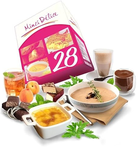 Régime hyperprotéiné sur 28 jours spécial végétariens - Perte de poids jusqu'à 9 kilos - Pack de 66 produits + 1 shaker + 1 guide minceur avec programme détaillé