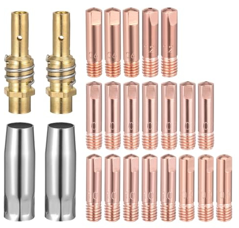 SHUOHONG 24 Stück Verschleißteile Set, Schweißdüsen Düse Schweißzubehör Set, Zubehör für Schutzgas Schweissgerät, Connecting Rod, Gas Nozzle Werkstatt Zubehör, für Brennergewehr Geeignet