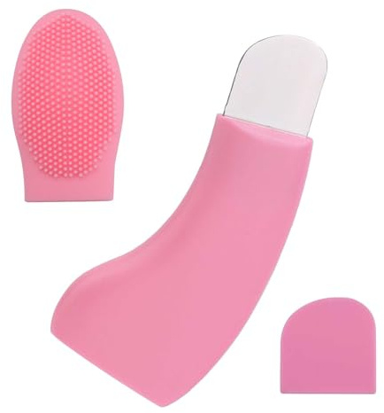 Outil d'Élimination des Points Noirs, Silicone Acier Inoxydable Extracteur de Points Noirs Nettoyage en Profondeur Extracteur de Points Noirs pour le Visage le Nez (Rose)