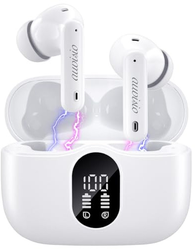auvisio Écouteurs intra-auriculaires sans fil avec étui de charge, réduction du bruit, blanc