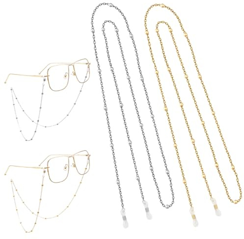 Glasses Chain for Women, 2PCS Eyeglass Chains, Gold & Silver, Eye Glasses Holders Around Neck – Lightweight & Stylish for Women