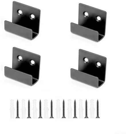Jonikuper Lot de 4 crochets muraux en acier inoxydable pour carrelage, cadre photo et miroir - Support en forme de U avec trou de vis à tête fraisée - Anti-rouille - 2 mm d'épaisseur - Noir