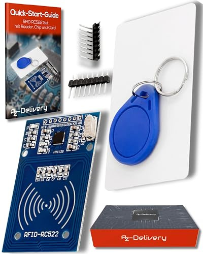 AZDelivery Kit RFID RC522 Lecteur, Puce et Carte 13.56MHz SPI Compatible avec Arduino et Raspberry Pi incluant Un E-Book!