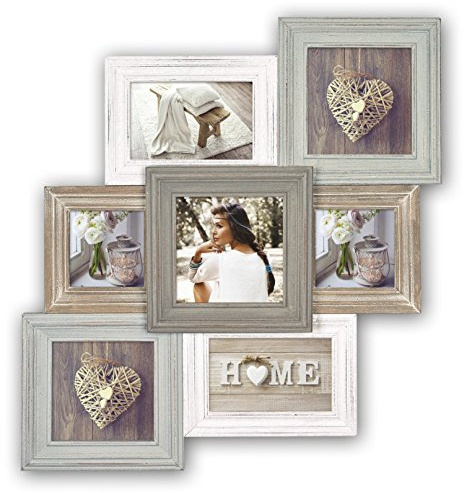 Zep ty381 Airolo MultiView-Fotorahmen Holz weiß/beige/grau/braun 53 x 50 x 3,5 cm