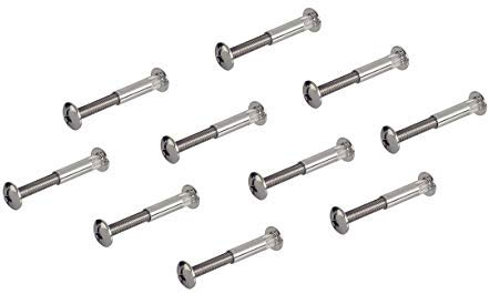 Gedotec Möbel-Verbinder Hülsenschrauben Verbindungsschrauben mit Hülse Stahl vernickelt | Holzdicke 32 – 42 mm | Schrankverbinder Kreuzschlitz PZ2 und Flachklinge | Möbelschrauben M6 Gewinde | 100 Set