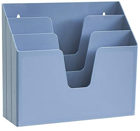 Acrimet Unterlagenhalter Dreifach Horizontalen (Solide Blaue Farbe) | Offenes Design, 3 versetzte Fächer, Wandmontage oder Desktop, Kunststoff, ideal für Ordner, Dokumente, Papiere und Post