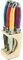 Laguiole Production - Bloc 6 couteaux à steak - Avec bloc de rangement bois - Acier inoxydable - Manche ergonomique - Set couteau de table manches design - Multicolores