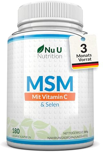 MSM 1200mg - 180 Capsules - 3 Month Supply - Methylsulfonylmethanethane with Added Vitamin C and Selenium - High Strength MSM