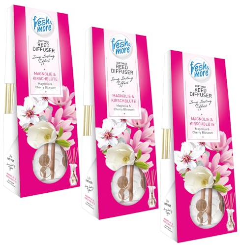 Fresh & More Duftvase Raumduft Diffuser (6er Pack) Magnolie & Kirschblüte 35ml