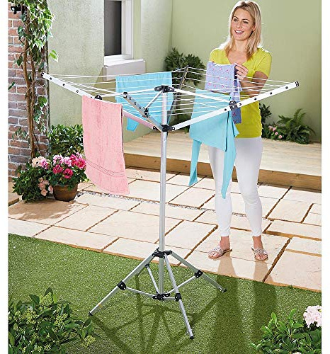Coopers of Stortford Freestanding Airer Push Button Open/Close Washing Line Ground Pegs H138 x W102cm