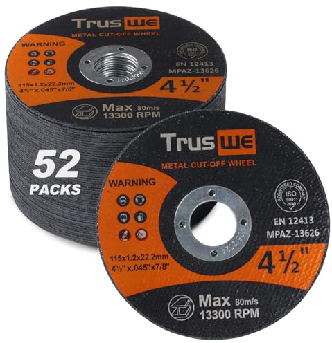 Truswe Cut Off Wheels 4 1/2 inch - 50 Pack Cut Off Wheel for Metal Stainless Steel Grinding Wheel for Angle Grinder Ultra Thin Cut-Off Wheel Cutting Disc
