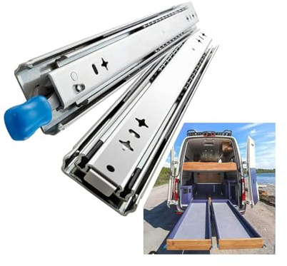 GIFSIN Coureurs de Tiroir 1000 mm | Charge Maximale 120 kg | Rail de Tiroir Détachable à 3 Sections | Coureurs de Tiroir Robustes avec Verrouillage | Assemblage Latéral 1 Paire