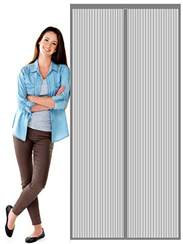 Magnetic Screen Door Curtain, 80x245cm Mosquito Bug Protection Fly Insect Screen Door Automatically Closing, for Door Balcony Door Living Room Patio Door, Gray