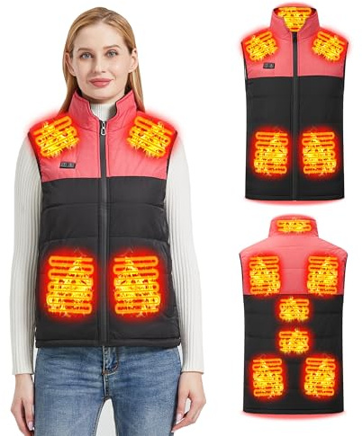 joyvio Gilets chauffants - Gilet chauffant pour femmes/hommes, veste chauffante électrique à 3 niveaux de température, gilet chauffant lavable en machine pour l'extérieur, randonnée