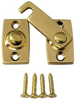 QCAA Solid Brass Shutter Bar/Door Latch, 7/8 x 2-3/32, Polish Brass, 1 Pack, Made in Taiwan