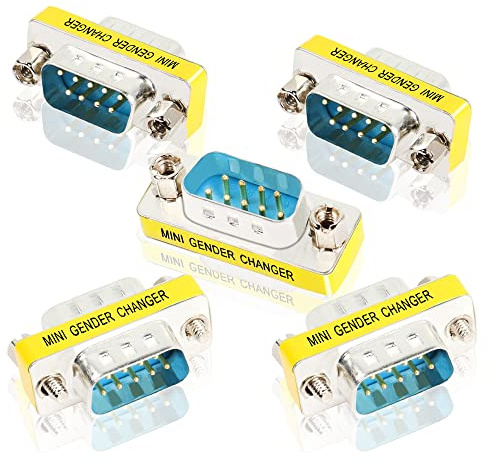 YAODHAOD DB9 9 Pin RS-232 Serial Connector(DB9 M/M) | DB9 Stecker auf Stecker Kabel Koppler Adapter,9 Pin Kupplung - Stecker auf Stecker Cable Gender Changer Adapter,5 Stücke