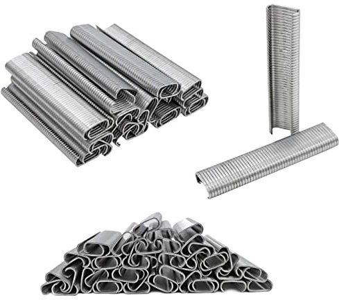 Galvanised Fence Hog Rings Gun Manual C-Type Clip Hog Ring Pliers Kit Automatic Fencing Pliers Stapler for Wire Mesh Pet Cages Car Mattresses (300Pcs Hog Rings)