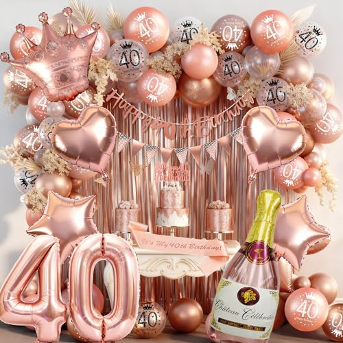 Donna Palloncino 40 Anni Compleanno Striscione Happy 40th Birthday, Palloncini Numero 40, Decorazioni per Feste