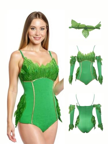 Bslingerie® Disfraz de cuerpo entero de hiedra venenosa para mujer, color verde, talla XL