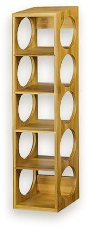 FEFE® Bamboo Stackable Wine Rack Stand Holder Wall Mountable, Free Standing or Horizontally 5-Bottle Bamboo Wine Storage Display Rack, Countertop Wine Bottle Stand Holder for Home Kitchen Bar Cabinets