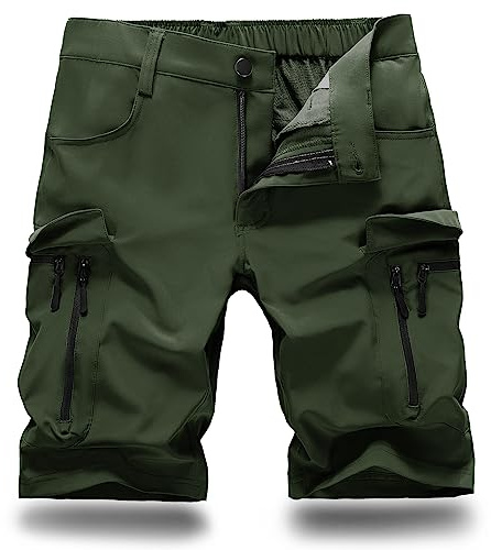Hiauspor Pantaloncini Corti Uomo Estate Leggeri Pantaloni Cargo con 7 Tasche Bermuda Pantaloni da Trekking Pantaloni Cargo Uomo Corti MTB Pantaloni da Ciclismo Pantaloni Chino Sportivi Elasticizzati