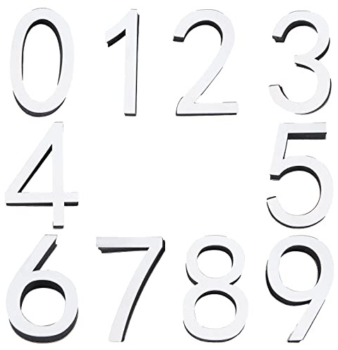 CREATCABIN 10pcs Mailbox Numbers 0-9 Door Address Number Stickers Self Adhesive House Numbers Acrylic for House Apartment Office Hotel Room Mailbox Door Signs Outside(Silver)