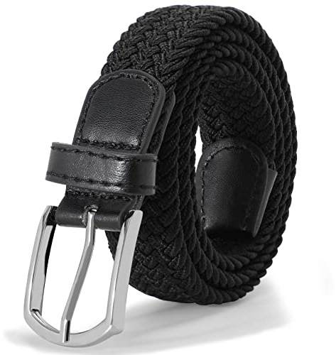 XZQTIVE Gürtel Kinder Stretchgürtel für Mädchen und Jungen, Schwarz, 75cm