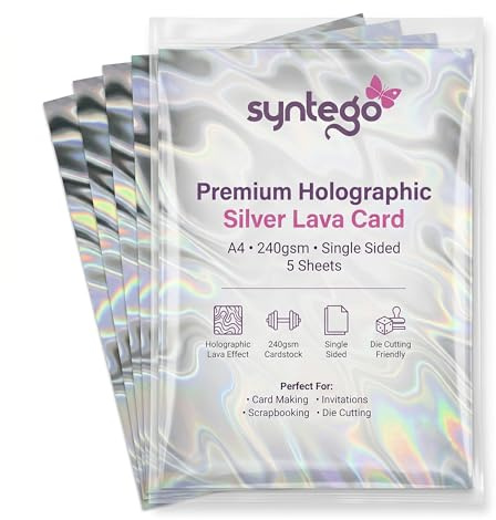 5 Blatt A4 Premium holografischer Lava-Effekt-Karton, einseitig, 240 g/m², 88lb-Umschlag, Silber