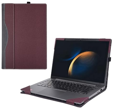 RUNMEIJIA Schutzhülle für Samsung Galaxy Book5/4/3 Pro 360 & Book4/3 Pro & Book 4/3 Ultra [Nicht Passend für Book4/3 360], 2-in-1-Hülle, PU-Leder, Weinrot