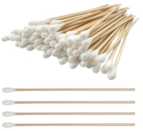 6 Inch Long Cotton Swabs,500pcs Cotton Swabs,Long Cotton Swabs with Wooden Handle,Great for Gun Cleaning,Pet Care and Makeup