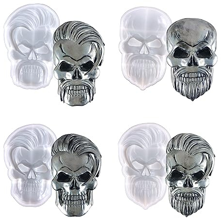 URFEDA Moules en Silicone Résine époxy Halloween, Tête de Mort Résine Sculpture Moule en Silicone, Halloween Horreur Décoration à Suspendue, Moules à Bougie Crâne DIY, Artisanale de Résine Epoxy