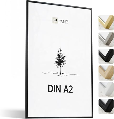 Heimlich® - Cadre photo - A2 42 x 59,4 cm, aluminium, noir - Cadres pour posters moyens - Montage mural uniquement