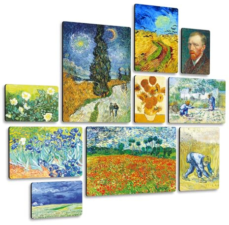 Giallobus - Satz von 10 mehrteiligen Gemälden - Vincent Van Gogh - Van Gogh 2 - MDF-Holz - - 2 x 42x29,7cm - 4 x 29,7x21cm - 4 x 21x14,85cm - - Fertig zum Aufhängen – Gemälde