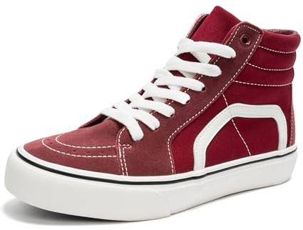 HEVA Zapatos de lona clásicos para mujer Zapatillas cómodas para hombre con cordones Entrenador Zapatos casuales, Alto Borgoña, 38 EU