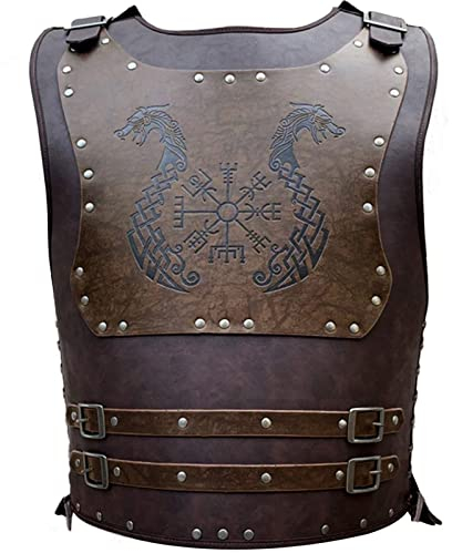 Mittelalterliche Kostümrüstung, Brustpanzer aus PU-Leder, Nietenschnalle, Retro-Ritter-Körperschulterrüstung für Männer und Frauen, mittelalterliche Rüstung für Cosplay