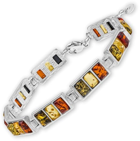 Copal Bracelet Réglable En Argent Sterling 925 Avec Ambre Authentique
