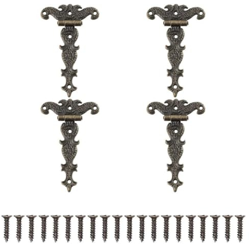 KOMUNJ 4 Stück Retro Bronze Scharniere, Torscharnier Zinklegierung, Möbelbänder Antik, Schrankscharniere für Türen, Schrank, Schmuckschatulle