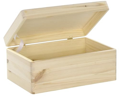 LAUBLUST scatola in legno con coperchio - 30x20x14cm, naturale, FSC® - scatola multiuso senza maniglie - scatola portaoggetti | Scatola dei ricordi | Confezione regalo e artigianato