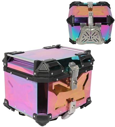Yidelchon Universelles Motorrad-Topcase, Sicheres Und Langlebiges Motorrad-Heckkoffer, Wasserdichter Motorrad-Kofferraum, Tour-Heckbox Mit PU-Leder-Innenseite, Sicherheitsschloss Und Griff