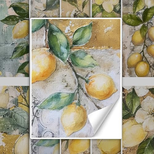 GRAZDesign Fliesenaufkleber Zitronen Küche Gelb Grüne Shabby Chic Fliesenbilder selbstklebend - 20x25cm / 20 Stück