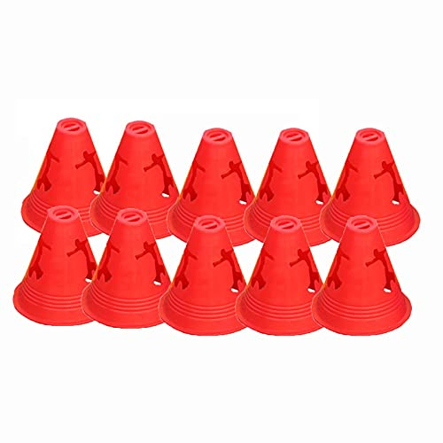 XSMYdpuk Agility-Trainingskegel, 10er-Pack Sportkegel aus Kunststoff, Verkehrskegel für Kindersport, Reitsport und Hundetraining, Markierungskegel für drinnen und draußen (Farbe: Rot, Größe: 10 Stück