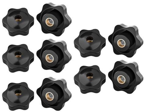 SHOOYIO Pack of 10 Black Thumb Nuts Various Sizes Star Mechanical Thumb Nuts Nuts for Easy Clamping & Manual Adjustment