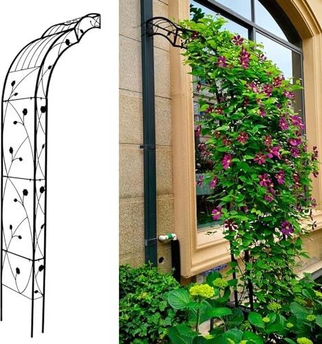 Halber Gartenbogen, Eisen Rosenbogen Gartenlaube, Spalier für Kletterpflanzen im Freien, Gartenbogen-Gartenlaube für Haushof und Garten