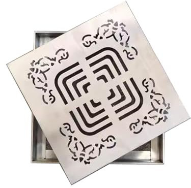 Rejilla Desague Jardin Rejilla de Drenaje de Metal con Patrones Exquisitos, Tapa de Alcantarilla Cuadrada de Acero Inoxidable 304 para Interiores y Exteriores, Placa de Rejilla de Drenaje de Canaleta(
