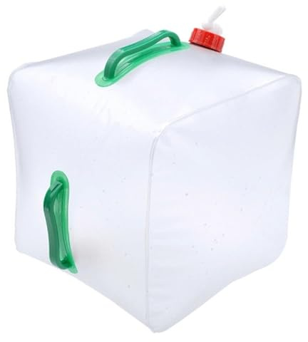 Garrafa con Grifo, Recipiente de Agua Plegable, Bidón de Agua Plegable, Depósito de Agua con Grifo, Camping Bidón de Agua Potable 100% estanco, Sin BPA, 20L, 1/2/3/5 Uds, Transparente